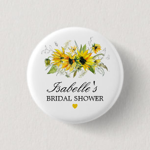 Chapa Redonda De 2,5 Cm Ducha de Novia con Girasoles Amarillos Rústicos