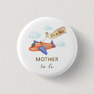 Chapa Redonda De 2,5 Cm Dulce avión de aviador Madre para ser Baby Shower