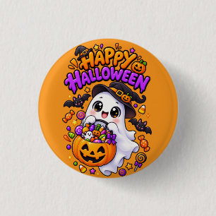 Chapa Redonda De 2,5 Cm Dulce Calabaza Fantasma de Halloween Adorable