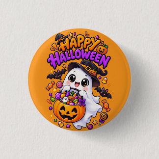 Chapa Redonda De 2,5 Cm Dulce Calabaza Fantasma de Halloween Adorable