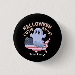 Chapa Redonda De 2,5 Cm Dulce fantasma de Halloween bandera de EE. UU. Kaw