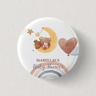 Chapa Redonda De 2,5 Cm Dulce oso lunar lindo Baby shower para niños afroa