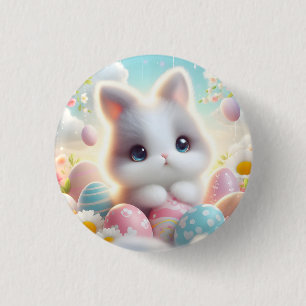 Chapa Redonda De 2,5 Cm Dulces Huevos de Pascua Kawaii Pastel Gatito