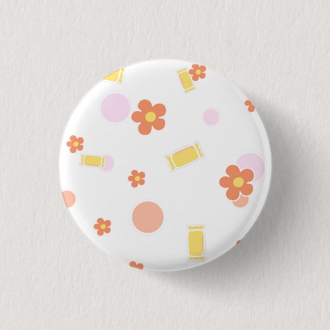 Chapa Redonda De 2,5 Cm dulces y flores (Anverso)