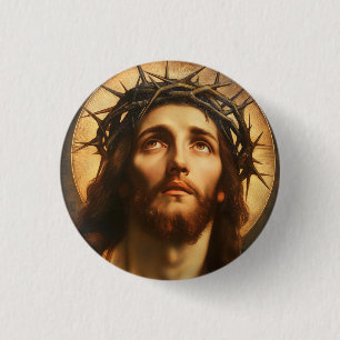 Chapa Redonda De 2,5 Cm Ecce Homo   Jesucristo con Corona de Espinas