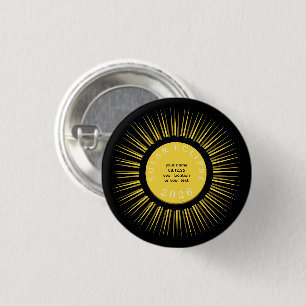 Chapa Redonda De 2,5 Cm Eclipse solar total 2026 personalizado con tu nomb