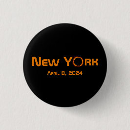 Chapa Redonda De 2,5 Cm Eclipse solar total de Nueva York 2024