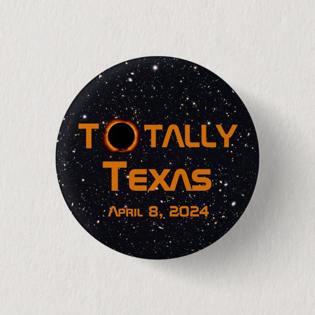 Chapa Redonda De 2,5 Cm Eclipse solar total de Texas 2024 (Anverso)