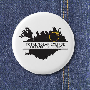 Chapa Redonda De 2,5 Cm Eclipse Total de Sol 12 de agosto de 2026 – Island