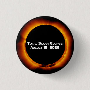 Chapa Redonda De 2,5 Cm Eclipse Total de Sol 2026