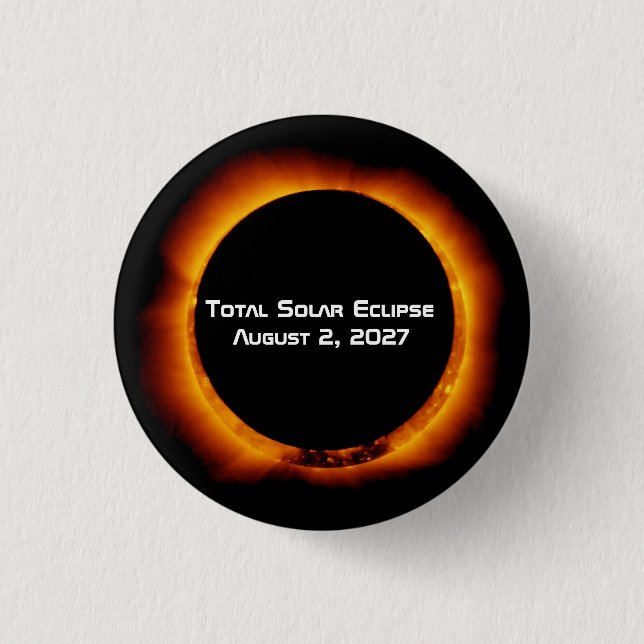 Chapa Redonda De 2,5 Cm Eclipse Total de Sol del Siglo 2027 (Anverso)