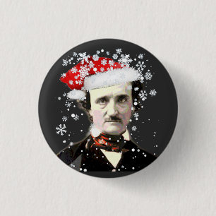 Chapa Redonda De 2,5 Cm Edgar Allan Poe Navidades Gorra Snowflake