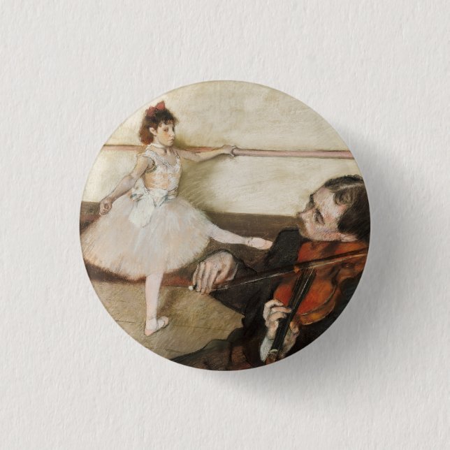 Chapa Redonda De 2,5 Cm Edgar Degas. Lección de danza. Impresionismo vinta (Anverso)