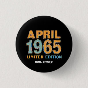 Chapa Redonda De 2,5 Cm Edición Limitada Cumpleaños 60 Aniversario Vintage