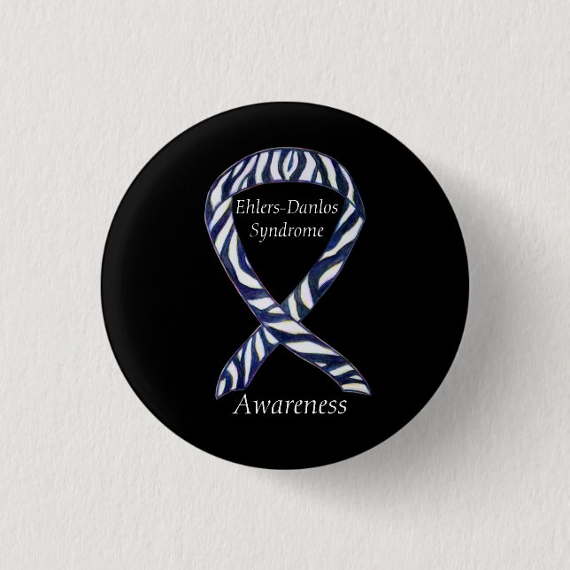 Chapa Redonda De 2,5 Cm Ehlers-Danlos Síndrome Awareness Ribbon Zebra Pins (Anverso)