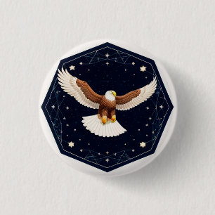 Chapa Redonda De 2,5 Cm El águila vuela contra el fondo estrellado