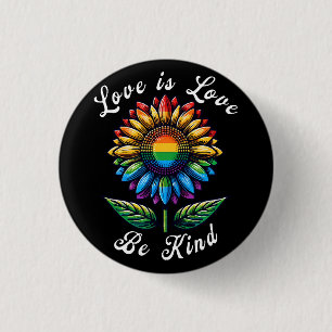 Chapa Redonda De 2,5 Cm El amor es amor el arcoiris girasol LGBT+ Lesbiana