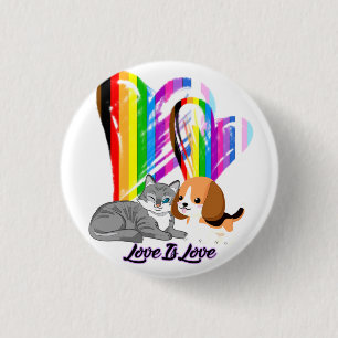 Chapa Redonda De 2,5 Cm El amor es amor para el gato y el perro - propieta