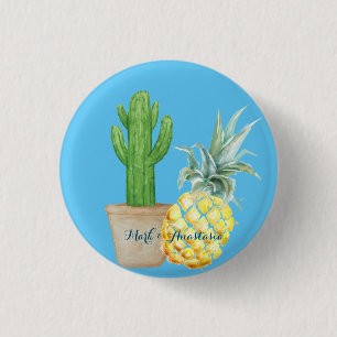 Chapa Redonda De 2,5 Cm El amor moderno piña azul y cactus