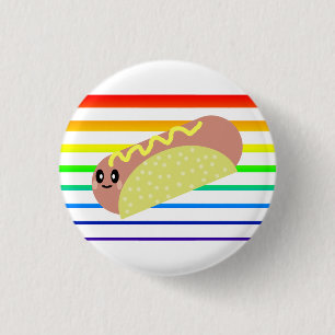 Chapa Redonda De 2,5 Cm El arco iris lindo del perrito caliente de Kawaii