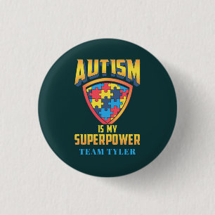 Chapa Redonda De 2,5 Cm El Autismo es el Nombre de Equipo de Rompecabezas