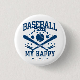 Chapa Redonda De 2,5 Cm El béisbol alimenta mi lugar feliz