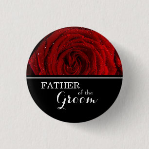 Chapa Redonda De 2,5 Cm El Boda Red Roses Pinback Bu, "Padre del Groom"