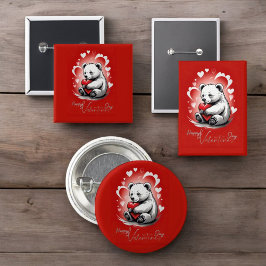 Chapa Redonda De 2,5 Cm El día de San Valentín con Oso Teddy rico