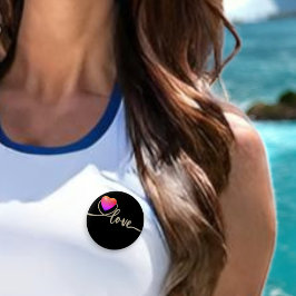 Chapa Redonda De 2,5 Cm El día de San Valentín de pájaro canario