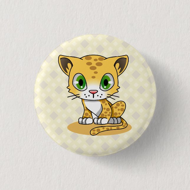 Chapa Redonda De 2,5 Cm El dibujo animado lindo del kawaii del leopardo (Anverso)