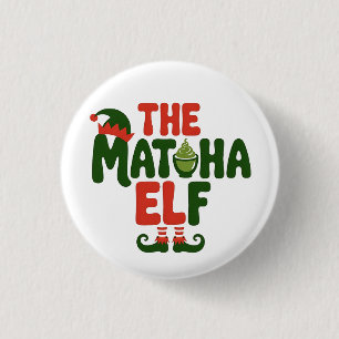 Chapa Redonda De 2,5 Cm El Duende de Matcha Divertido Bebida de Navidad de