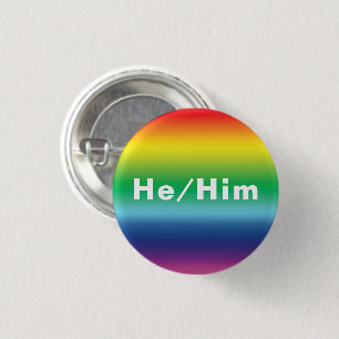 Chapa Redonda De 2,5 Cm Él, Él, Pronouns Lgbtq Lgbt Orgullo Colores Arcoir