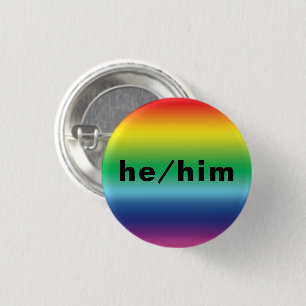 Chapa Redonda De 2,5 Cm Él, Él, Pronouns Lgbtq Lgbt Orgullo Colores Arcoir