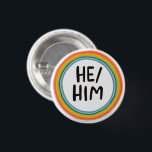 Chapa Redonda De 2,5 Cm ÉL/ÉL pronuncia el anillo de círculo suave arcoiri<br><div class="desc">Decora tu ropa con este botón de arte genial. Puede personalizar y agregar texto también. Revisa mi tienda por muchos más colores y patrones! Hazme saber si también te gustaría algo personalizado.</div>
