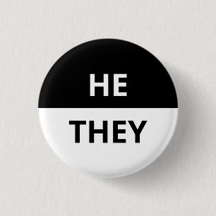 Chapa Redonda De 2,5 Cm Él/Ellos Pronoun Black & White Badge