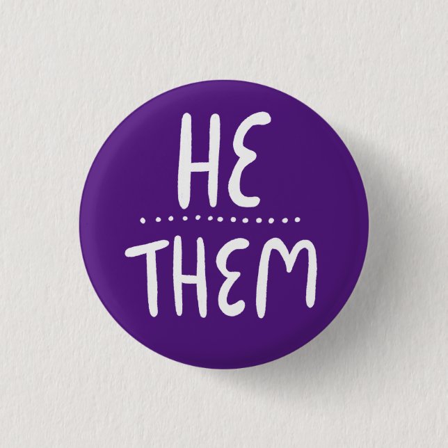 Chapa Redonda De 2,5 Cm ÉL/ELLOS Pronouns Handlettering Purple Minimal (Anverso)