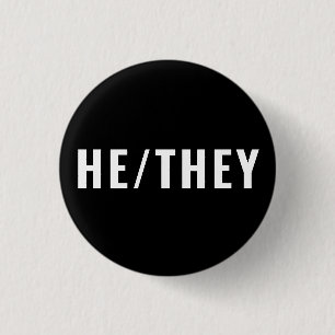 Chapa Redonda De 2,5 Cm El género Pronounes blanco y negro simple