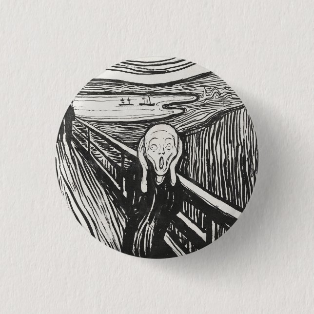 Chapa Redonda De 2,5 Cm El grito de Edvard Munch Black and White (Anverso)