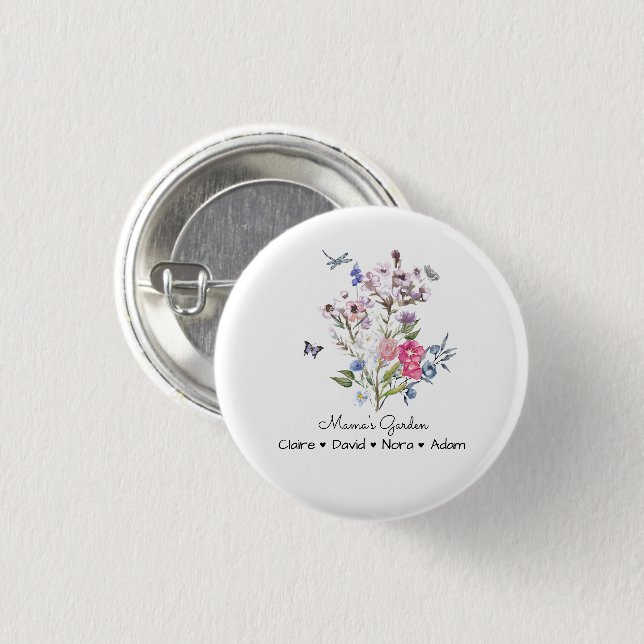 Chapa Redonda De 2,5 Cm El jardín personalizado de la mamá (Anverso y reverso)