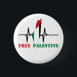 Chapa Redonda De 2,5 Cm El latido del mapa palestino-libre paró la guerra<br><div class="desc">Expresa su solidaridad y apoyo a Palestina con nuestro exclusivo diseño "Heartbeat of Palestine". Esta poderosa creación presenta el mapa de Palestina entrelazado con una línea de latido que simboliza la resiliencia y la fuerza del pueblo palestino. El mensaje 'Palestina libre' acompaña con audacia el diseño, haciendo eco del llamado...</div>