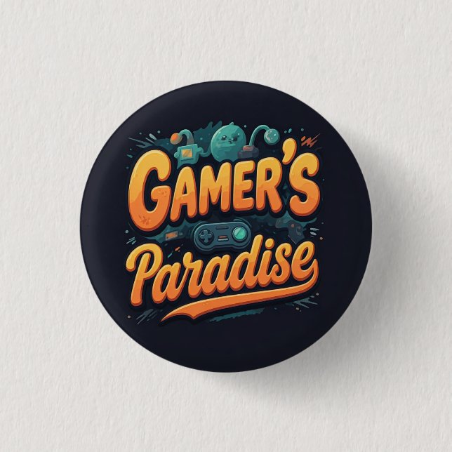 Chapa Redonda De 2,5 Cm El paraíso de los gamer (Anverso)