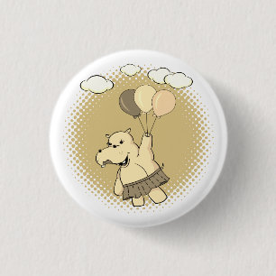 Chapa Redonda De 2,5 Cm El Personalizado Cute Hippo Volando Con Globos
