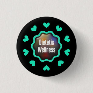 Chapa Redonda De 2,5 Cm El Proyecto de Bienestar Dietético Logo Corazón Tu