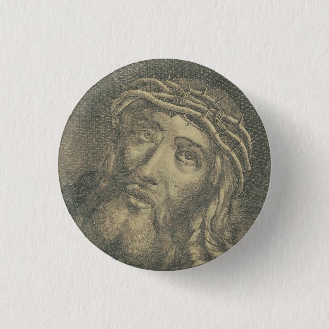 Chapa Redonda De 2,5 Cm El Santo Rostro De Jesús Arte Monocromático (Anverso)
