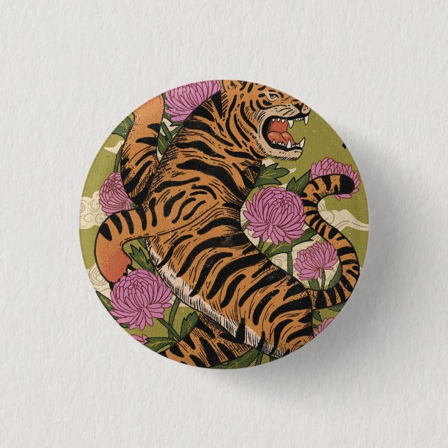 Chapa Redonda De 2,5 Cm El tigre hermoso (Anverso)