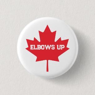 Chapa Redonda De 2,5 Cm Elbows Up Funny Hockey Canadiense