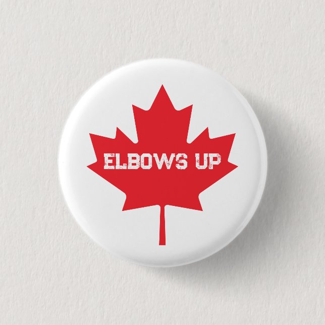 Chapa Redonda De 2,5 Cm Elbows Up Funny Hockey Canadiense (Anverso)