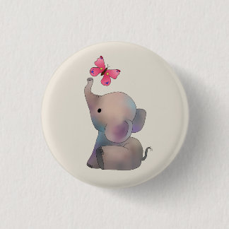 Chapa Redonda De 2,5 Cm Elefant mit Schmetterling