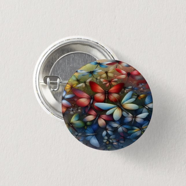 Chapa Redonda De 2,5 Cm Elegant Dragonflies Button (Anverso y reverso)