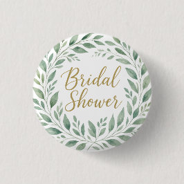 Chapa Redonda De 2,5 Cm Elegant Greenery Watercolor Boho Bridal Shower